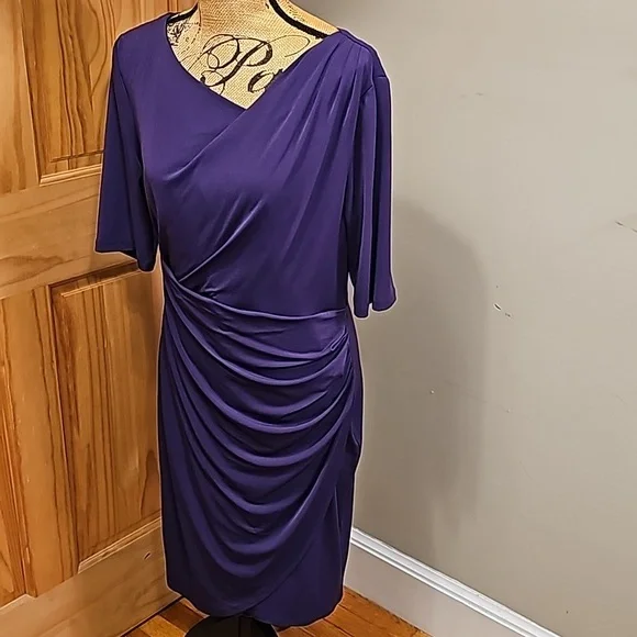 Size 14 connected apparel new without tags purple 3/4 length sleeve dress - Picture 8 of 11